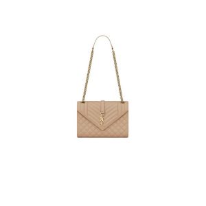 YSL ENVELOPE MEDIUM IN QUILTED GRAIN DE POUDRE EMBOSSED LEATHER