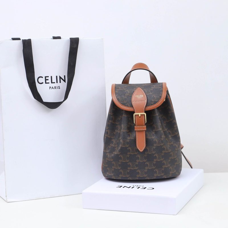 CELINE FOLCO Logo Print Calfskin Mini Backpack - Image 2