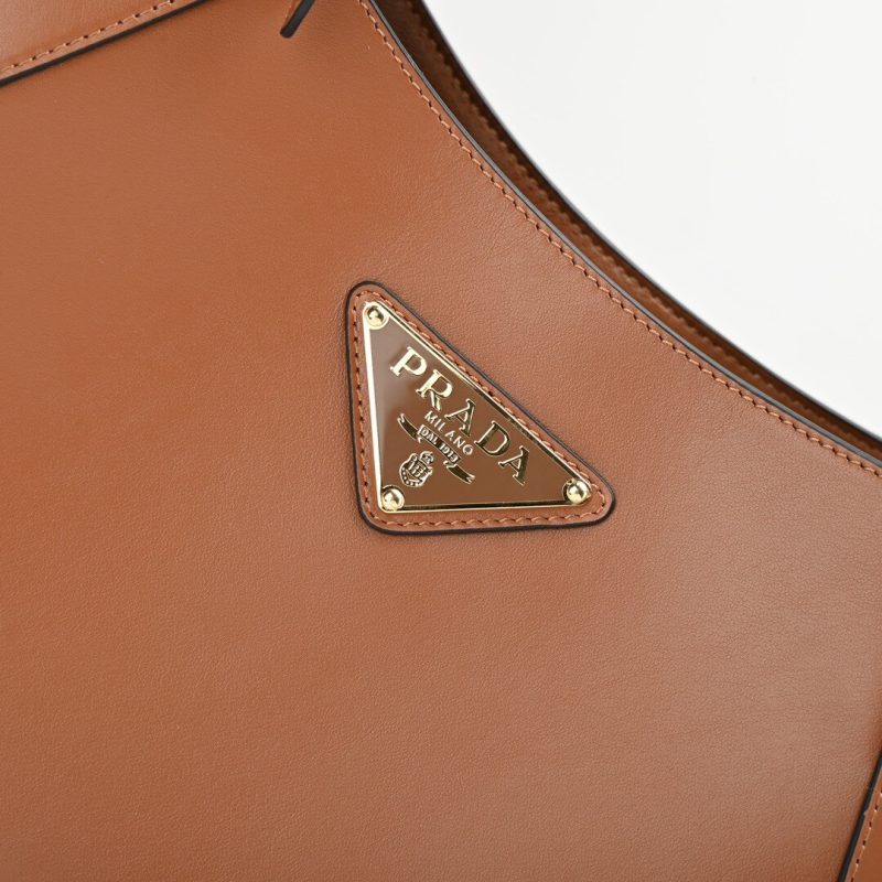 Prada Medium Enamel Triangle Logo Leather Tote Bag(high-end grade) - Image 6