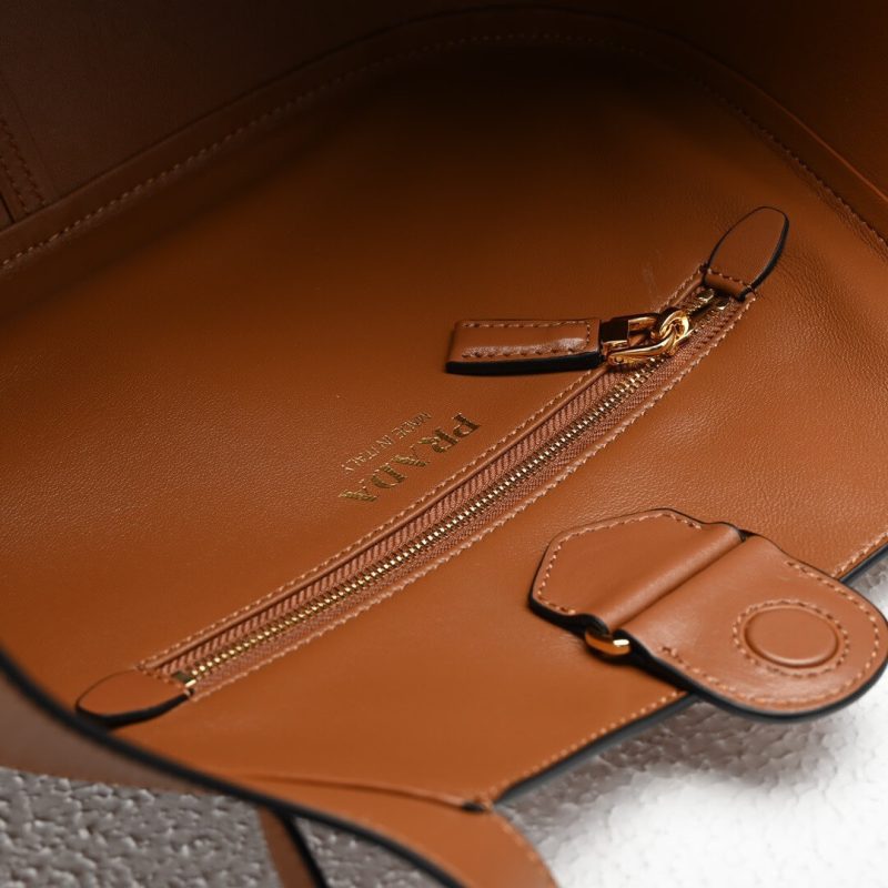 Prada Medium Enamel Triangle Logo Leather Tote Bag(high-end grade) - Image 7