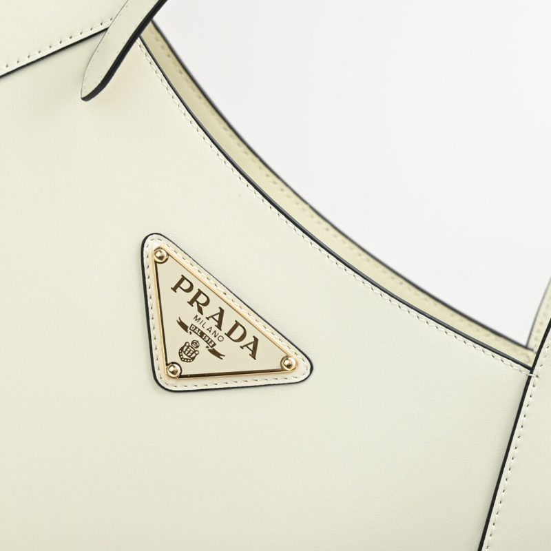 Prada Medium Enamel Triangle Logo Leather Tote Bag(high-end grade) - Image 6