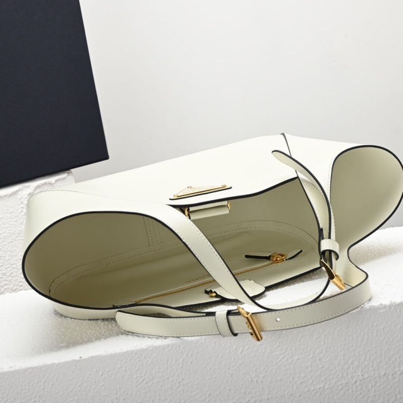 Prada Medium Enamel Triangle Logo Leather Tote Bag(high-end grade) - Image 8