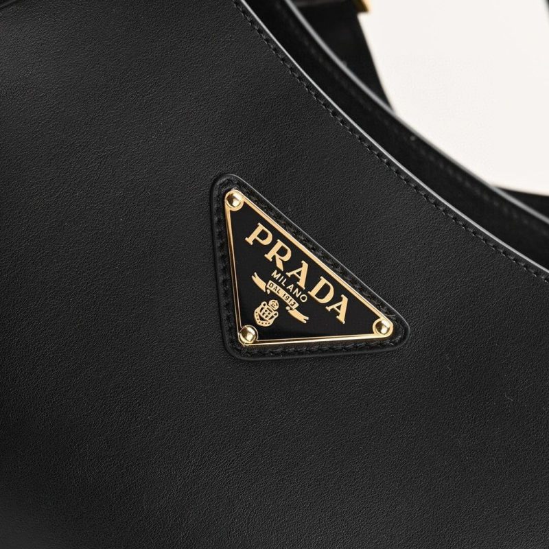 Prada Medium Enamel Triangle Logo Leather Tote Bag(high-end grade) - Image 6