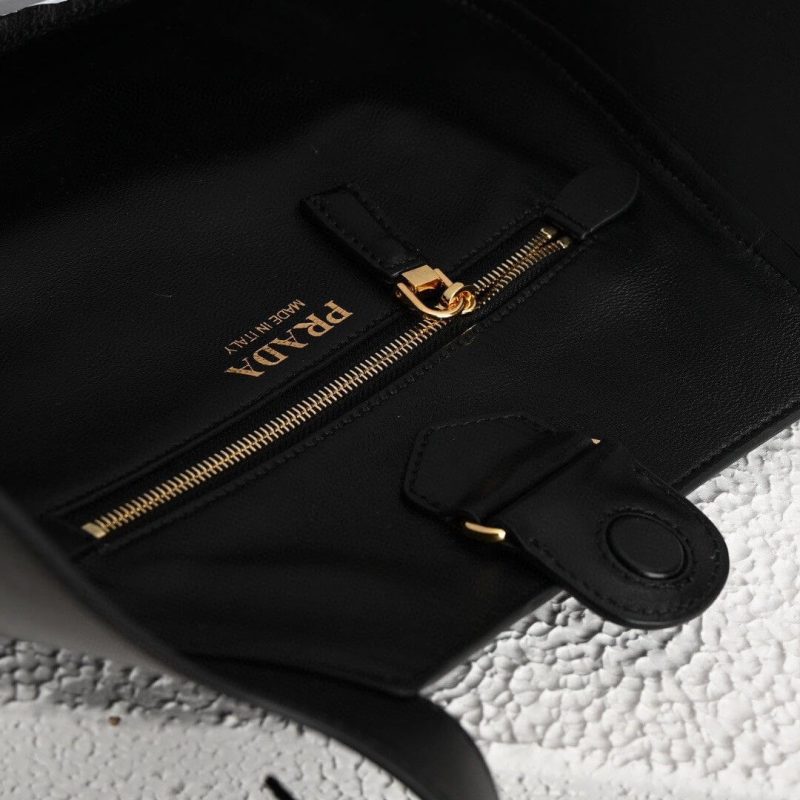 Prada Medium Enamel Triangle Logo Leather Tote Bag(high-end grade) - Image 7