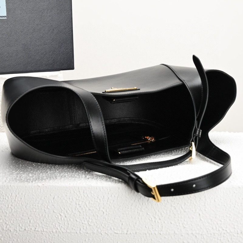 Prada Medium Enamel Triangle Logo Leather Tote Bag(high-end grade) - Image 8