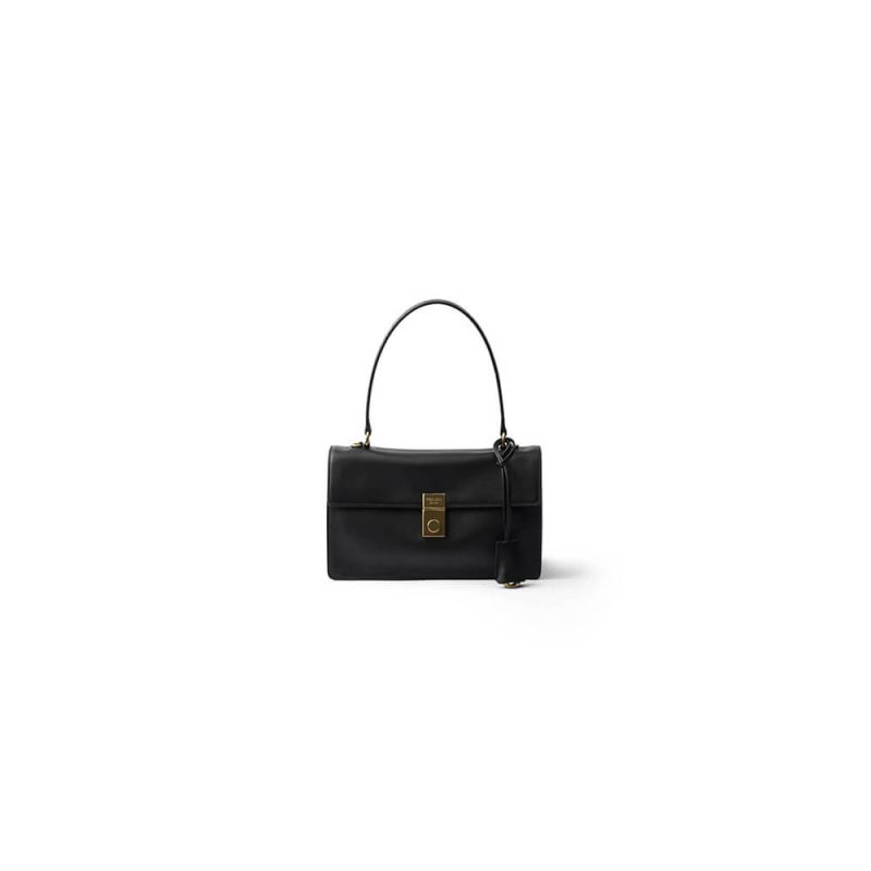Prada Triangle logo leather tote