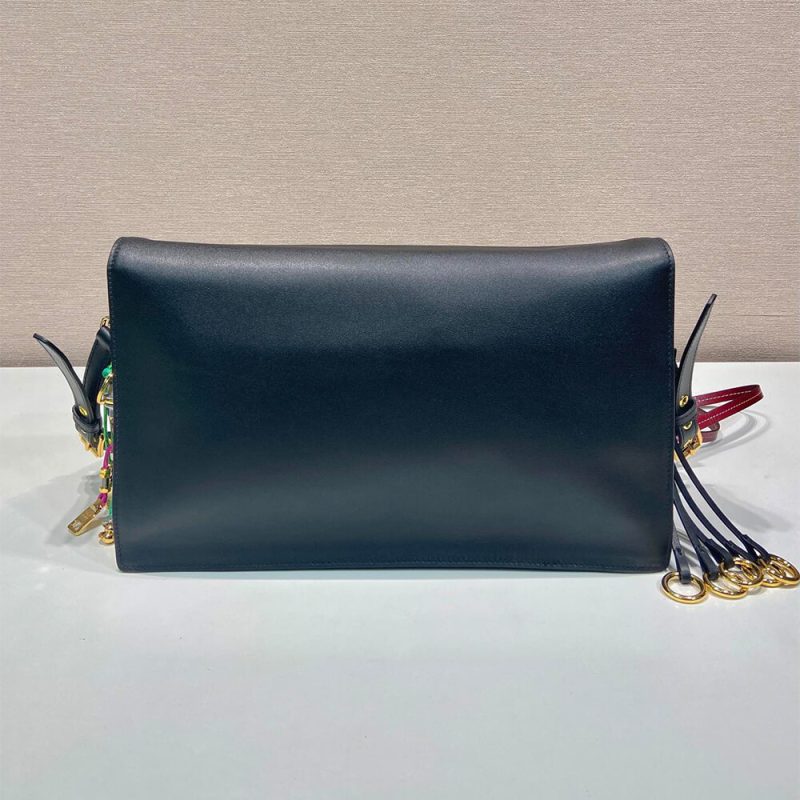 Prada Soft Sound large leather shoulder bag with charms(high-end grade) - Image 5