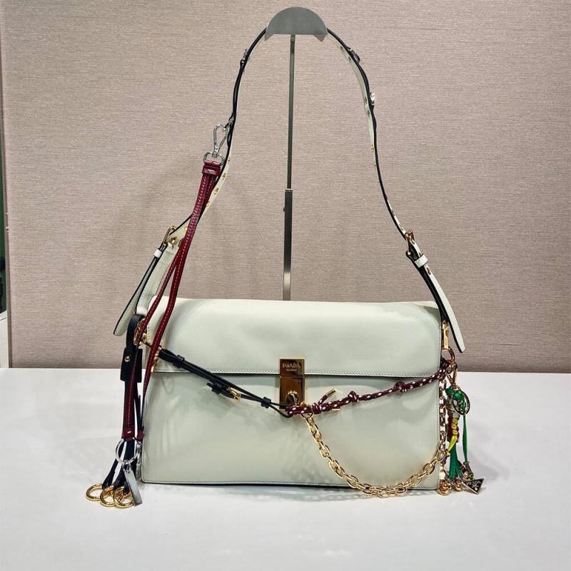 Prada Soft Sound large leather shoulder bag with charms(high-end grade) - Image 2