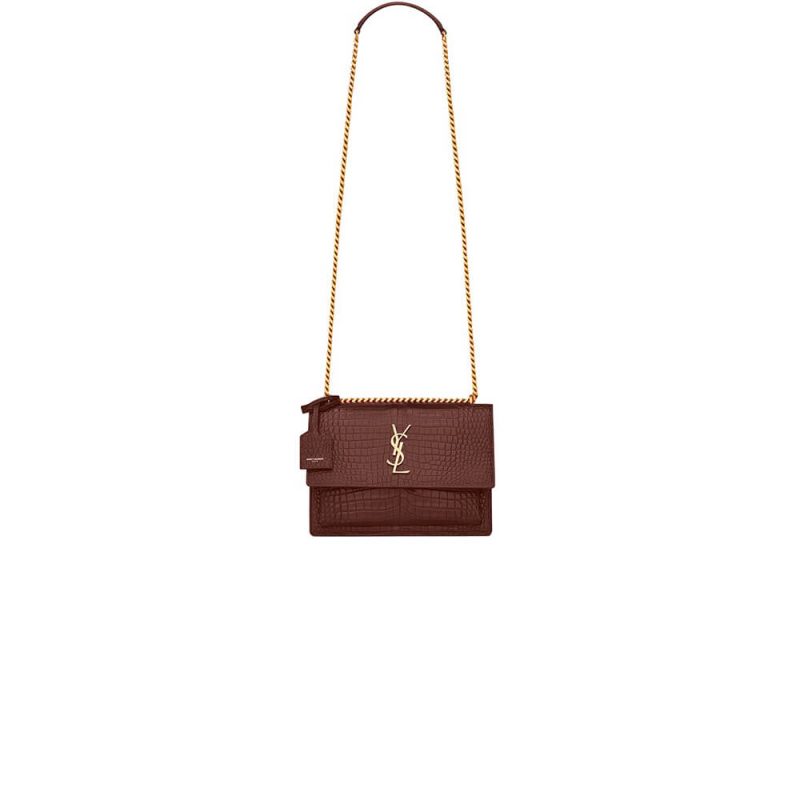 YSL Crocodile-embossed leather SUNSET Medium