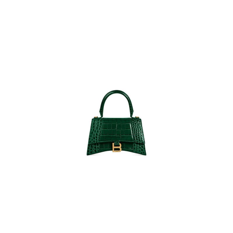Balenciaga Hourglass small crocodile-embossed tote