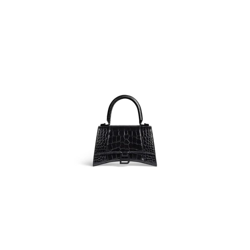 Balenciaga Hourglass small crocodile-embossed tote