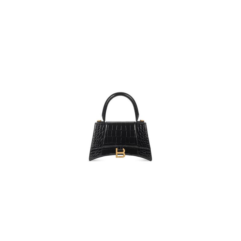 Balenciaga Hourglass small crocodile-embossed tote