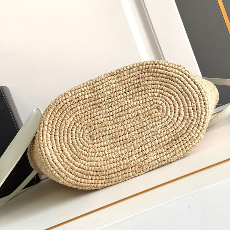 CELINE TEEN SUPPLE CELINE CLASSIC PANIER IN Raffia and calfskin(high-end grade) - Image 5