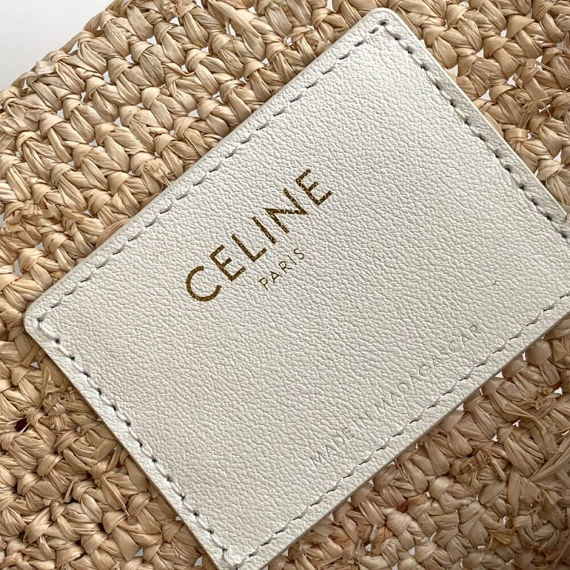 CELINE TEEN SUPPLE CELINE CLASSIC PANIER IN Raffia and calfskin(high-end grade) - Image 7