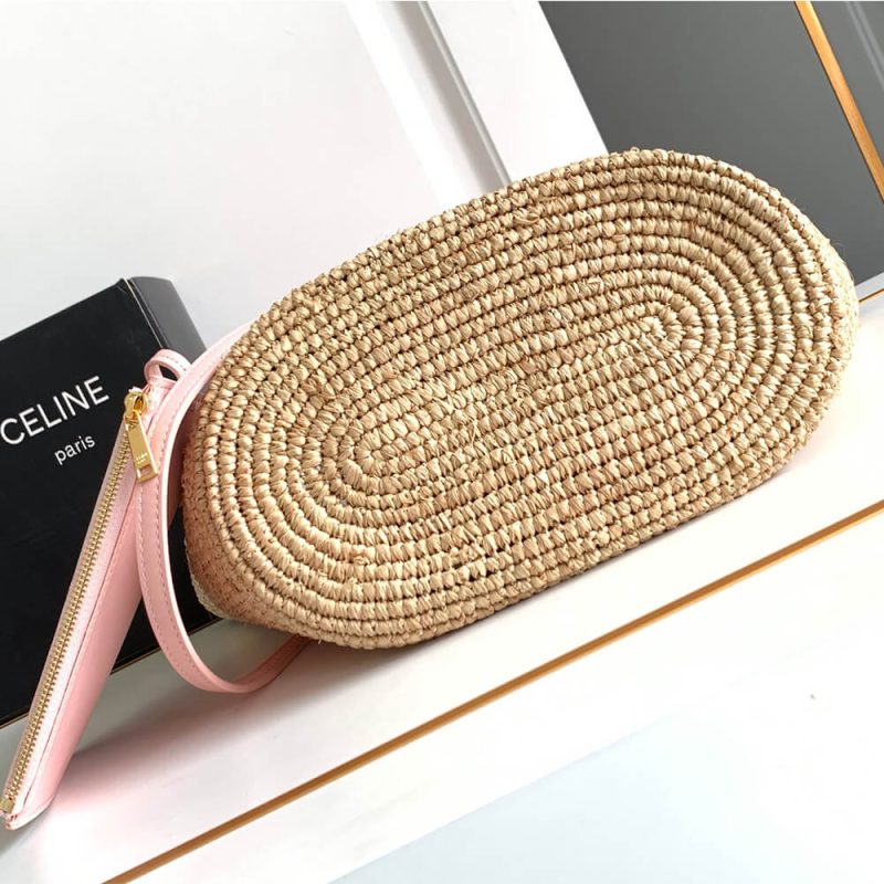 CELINE TEEN SUPPLE CELINE CLASSIC PANIER IN Raffia and calfskin(high-end grade) - Image 5