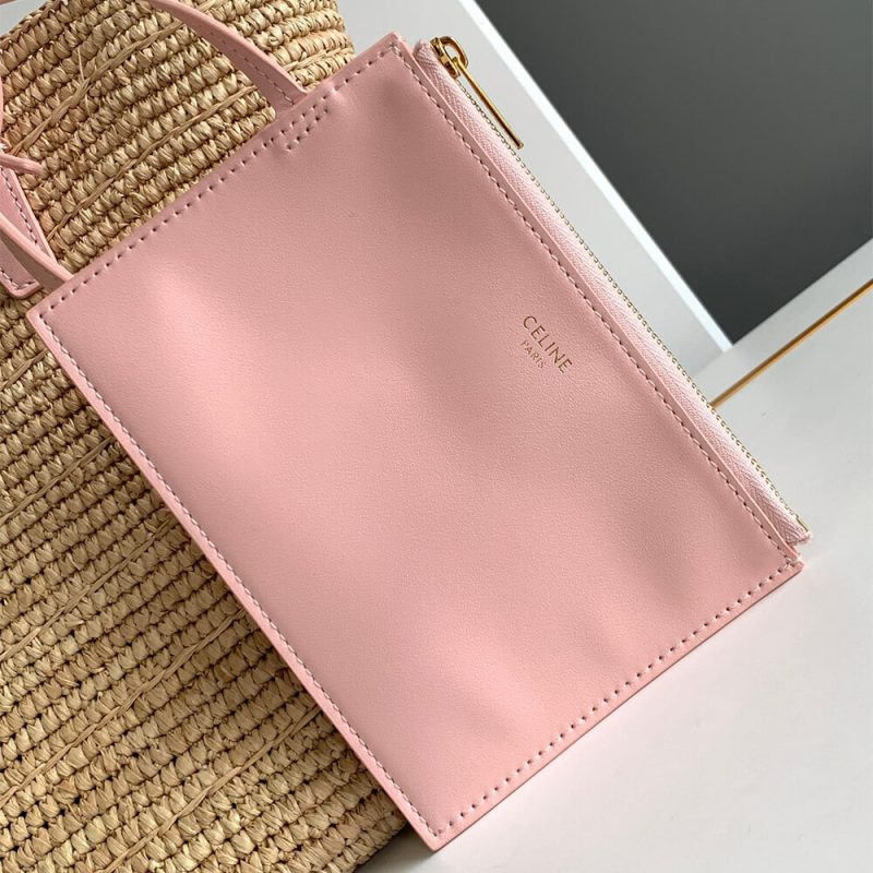 CELINE TEEN SUPPLE CELINE CLASSIC PANIER IN Raffia and calfskin(high-end grade) - Image 6