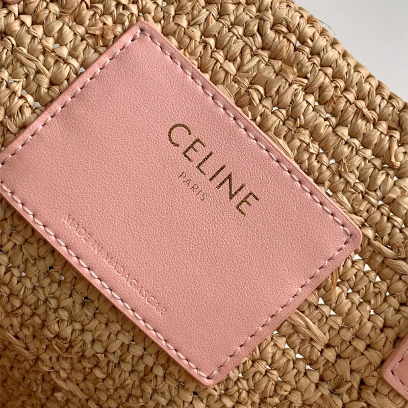 CELINE TEEN SUPPLE CELINE CLASSIC PANIER IN Raffia and calfskin(high-end grade) - Image 7