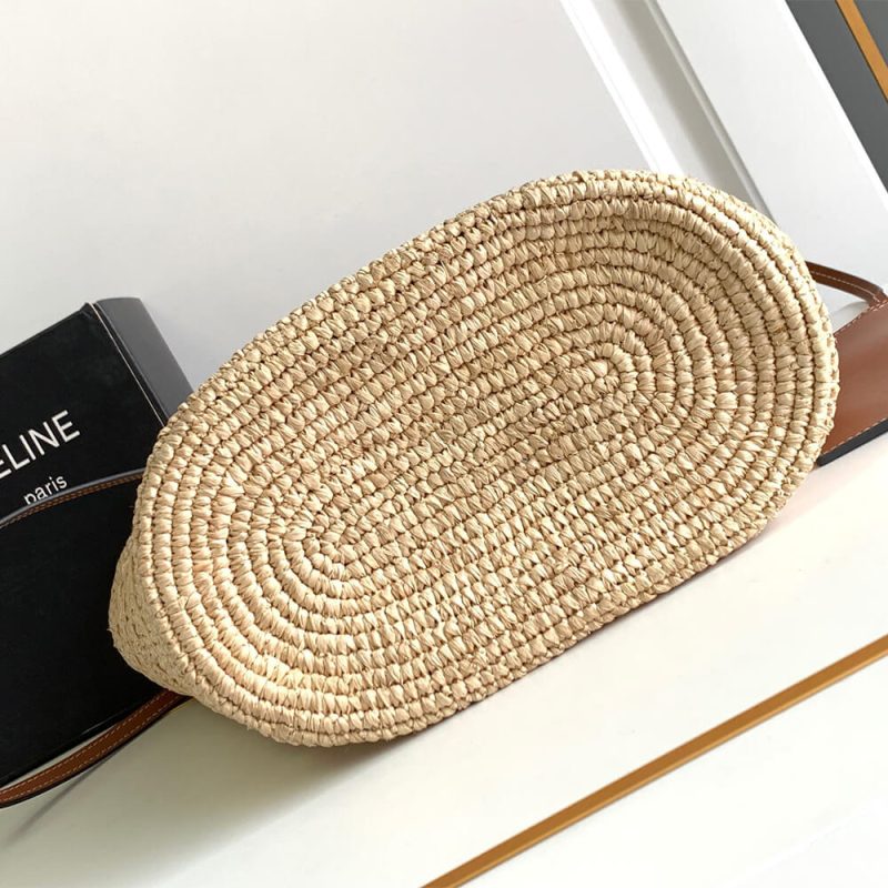 CELINE TEEN SUPPLE CELINE CLASSIC PANIER IN Raffia and calfskin(high-end grade) - Image 5