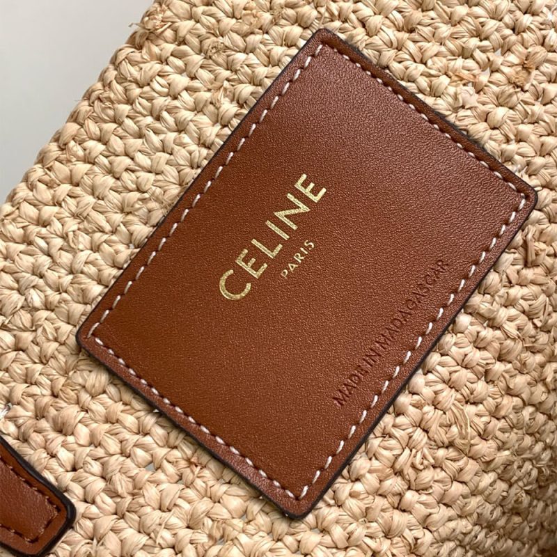 CELINE TEEN SUPPLE CELINE CLASSIC PANIER IN Raffia and calfskin(high-end grade) - Image 7