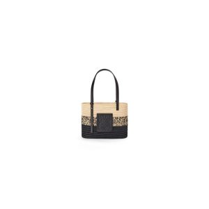 LOEWE Small Square Basket Bag in Raffia and Calfskin(HIGH-END GRADE)