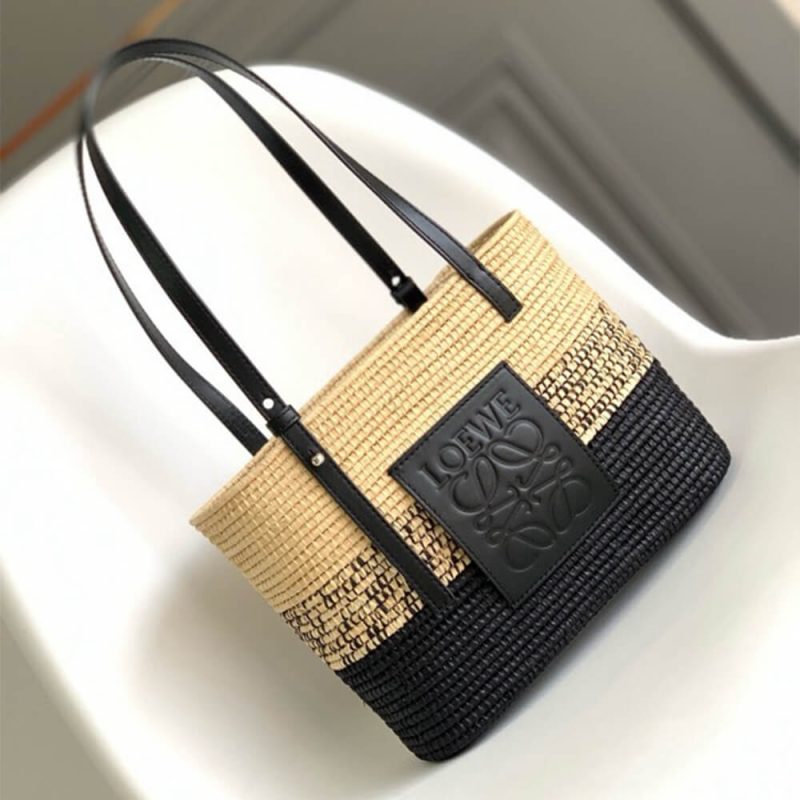 LOEWE Small Square Basket Bag in Raffia and Calfskin(HIGH-END GRADE) - Image 2