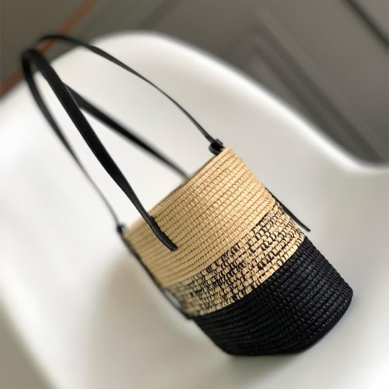 LOEWE Small Square Basket Bag in Raffia and Calfskin(HIGH-END GRADE) - Image 3