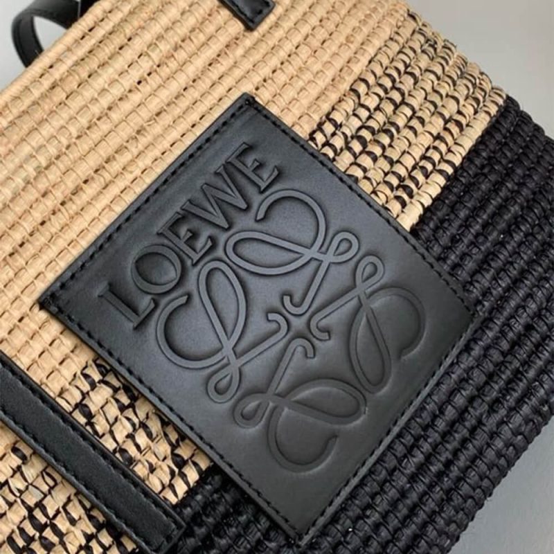 LOEWE Small Square Basket Bag in Raffia and Calfskin(HIGH-END GRADE) - Image 6