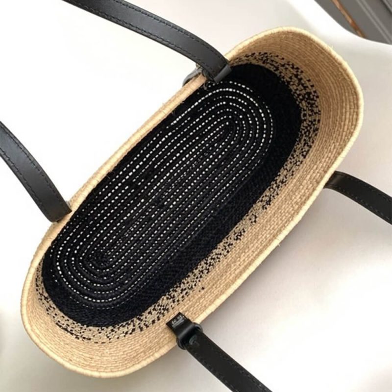 LOEWE Small Square Basket Bag in Raffia and Calfskin(HIGH-END GRADE) - Image 8