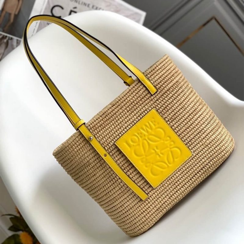 LOEWE Small Square Basket Bag in Raffia and Calfskin(HIGH-END GRADE) - Image 2