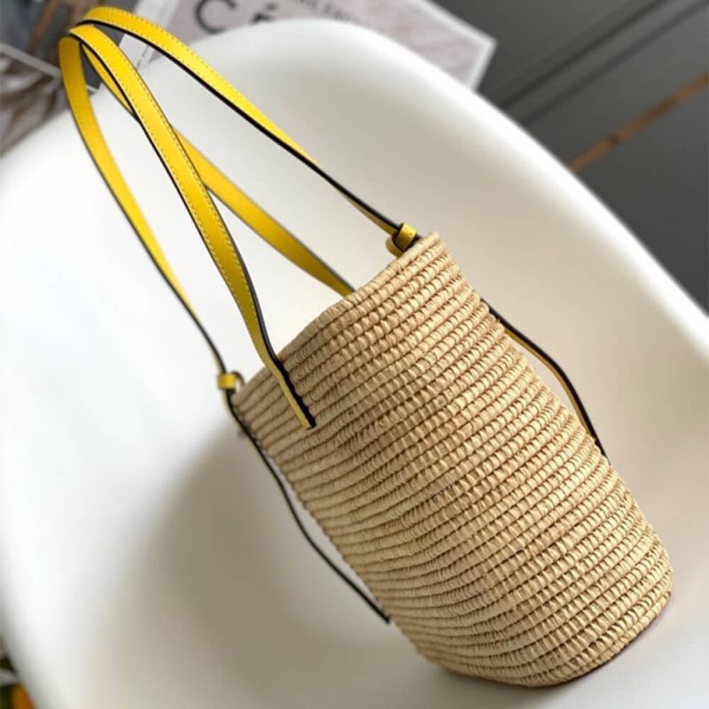 LOEWE Small Square Basket Bag in Raffia and Calfskin(HIGH-END GRADE) - Image 3