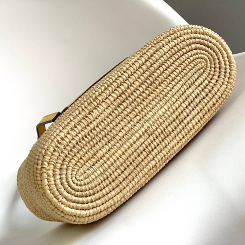 LOEWE Small Square Basket Bag in Raffia and Calfskin(HIGH-END GRADE) - Image 5