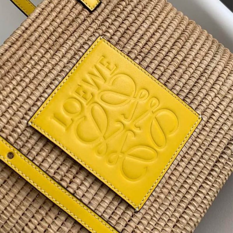 LOEWE Small Square Basket Bag in Raffia and Calfskin(HIGH-END GRADE) - Image 6