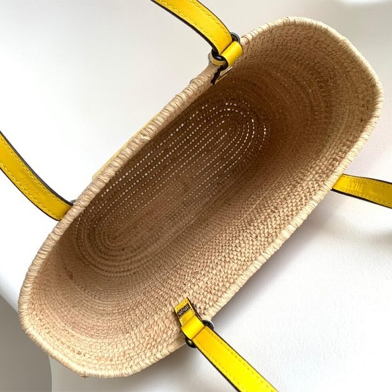 LOEWE Small Square Basket Bag in Raffia and Calfskin(HIGH-END GRADE) - Image 8