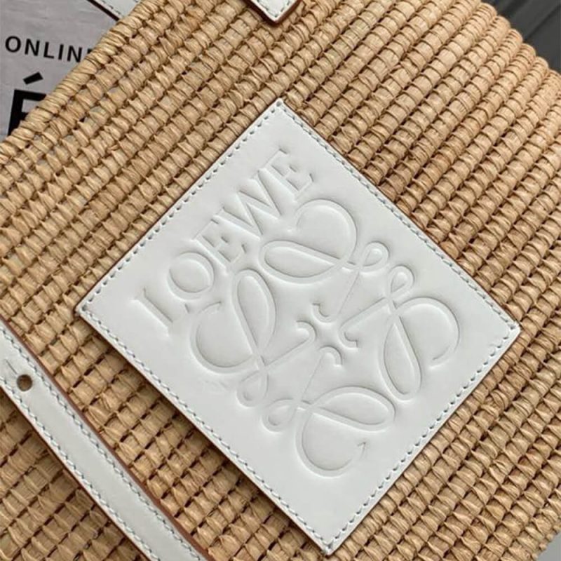 LOEWE Small Square Basket Bag in Raffia and Calfskin(HIGH-END GRADE) - Image 6
