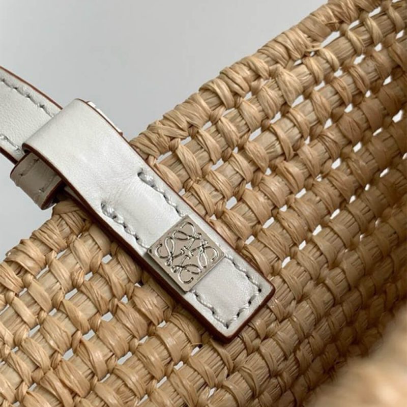 LOEWE Small Square Basket Bag in Raffia and Calfskin(HIGH-END GRADE) - Image 7