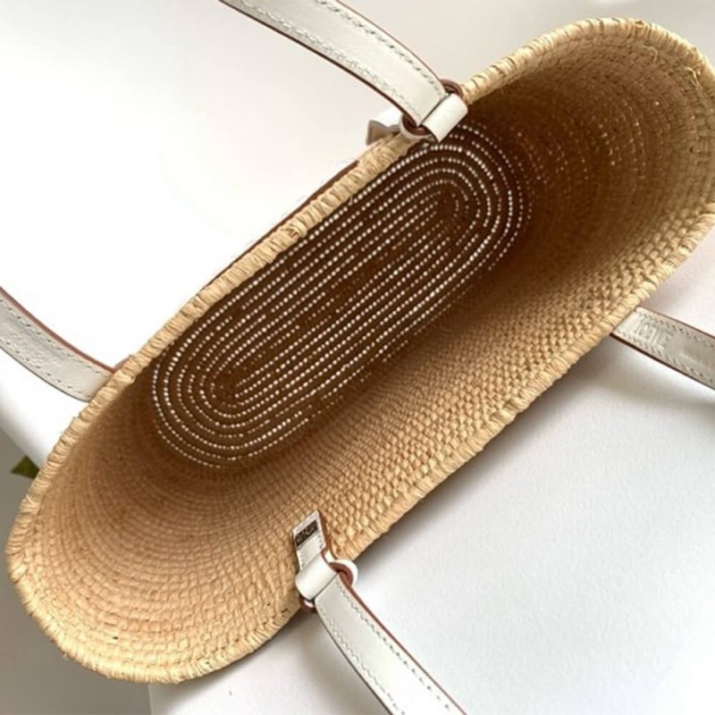 LOEWE Small Square Basket Bag in Raffia and Calfskin(HIGH-END GRADE) - Image 8