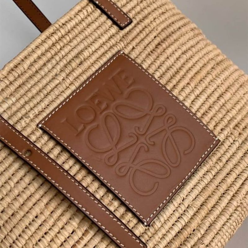 LOEWE Small Square Basket Bag in Raffia and Calfskin(HIGH-END GRADE) - Image 6