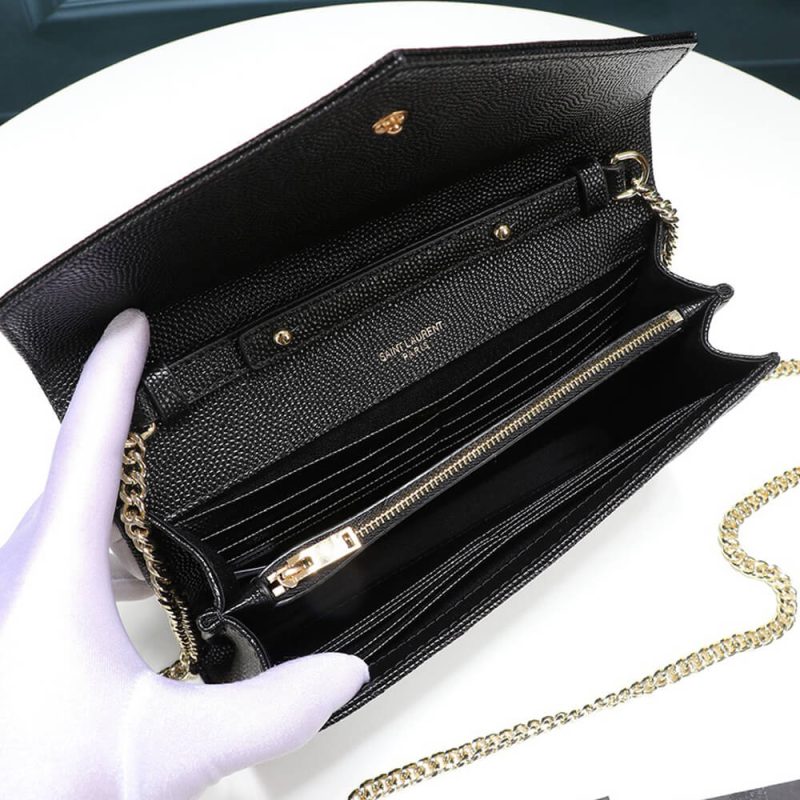 Saint Laurent Chain-strap YSL-plaque grained-leather wallet - Image 8