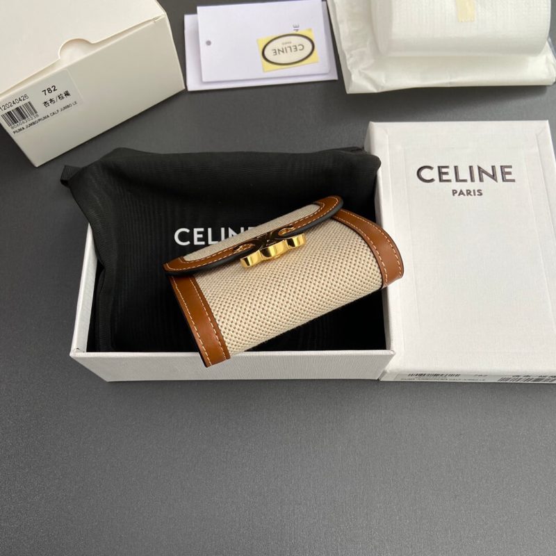 CELINE Small Flap Wallet TRIOMPHE IN Shiny Smooth Lambskin - Image 5