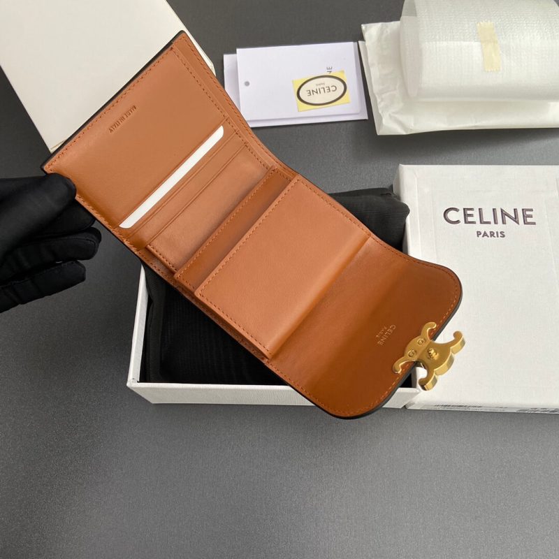 CELINE Small Flap Wallet TRIOMPHE IN Shiny Smooth Lambskin - Image 6