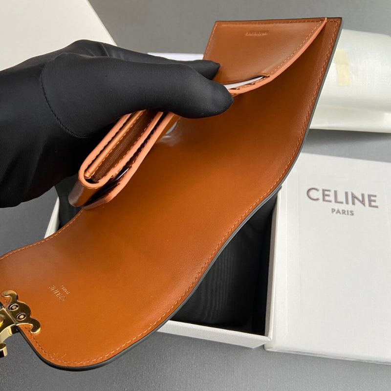 CELINE Small Flap Wallet TRIOMPHE IN Shiny Smooth Lambskin - Image 8