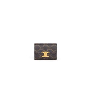 CELINE Small Logo Print Shiny Smooth Lambskin