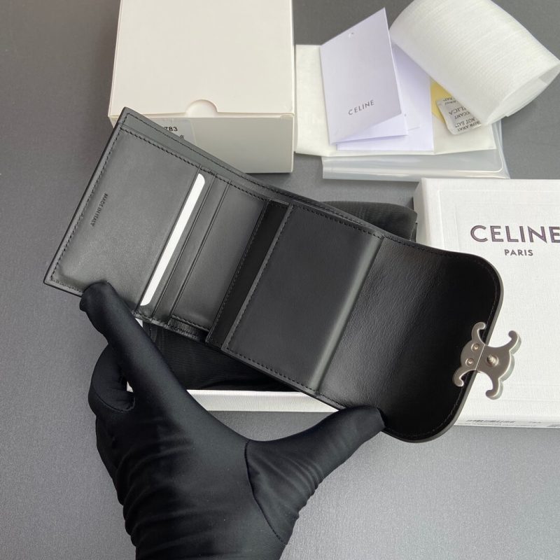 CELINE Small Flap Wallet TRIOMPHE IN Shiny Smooth Lambskin - Image 6