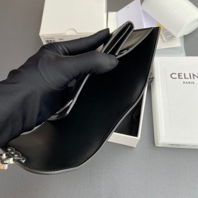 CELINE Small Flap Wallet TRIOMPHE IN Shiny Smooth Lambskin - Image 8