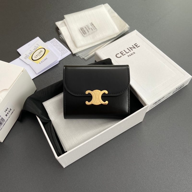 CELINE Small Flap Wallet TRIOMPHE IN Shiny Smooth Lambskin - Image 2
