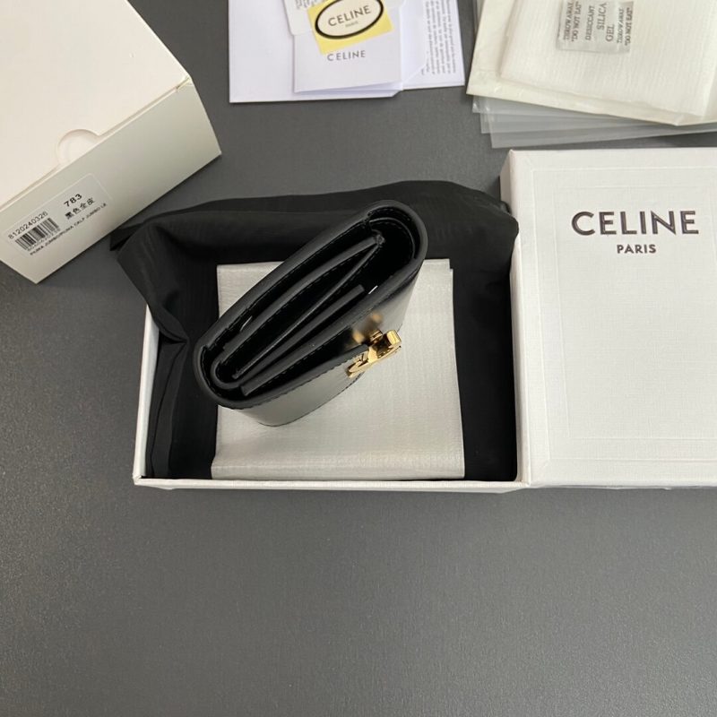 CELINE Small Flap Wallet TRIOMPHE IN Shiny Smooth Lambskin - Image 4