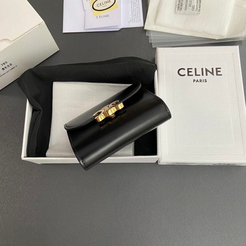 CELINE Small Flap Wallet TRIOMPHE IN Shiny Smooth Lambskin - Image 5