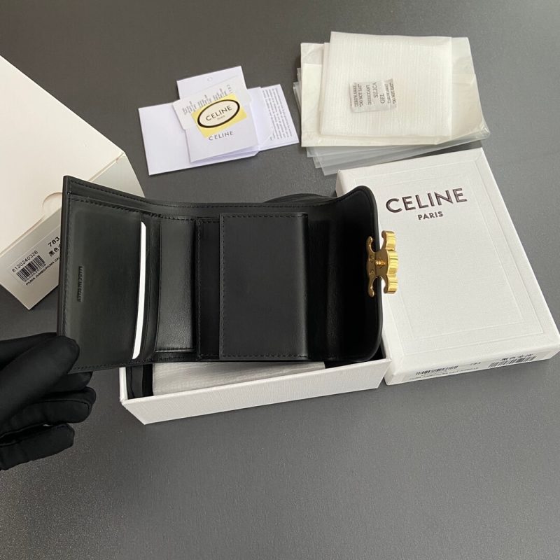 CELINE Small Flap Wallet TRIOMPHE IN Shiny Smooth Lambskin - Image 6