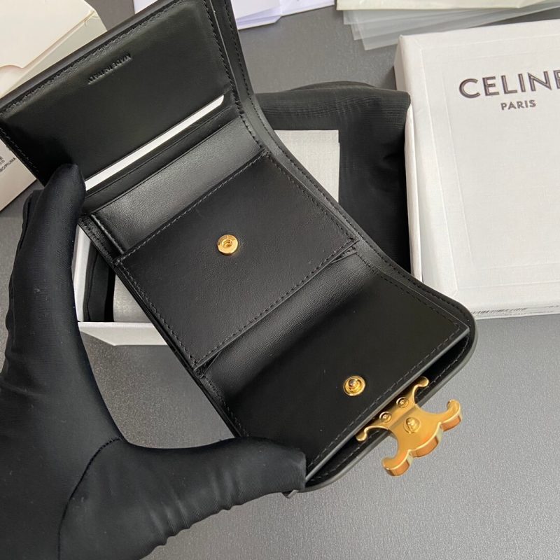 CELINE Small Flap Wallet TRIOMPHE IN Shiny Smooth Lambskin - Image 8