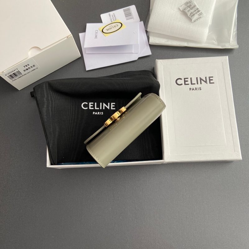 CELINE Small Flap Wallet TRIOMPHE IN Shiny Smooth Lambskin - Image 5